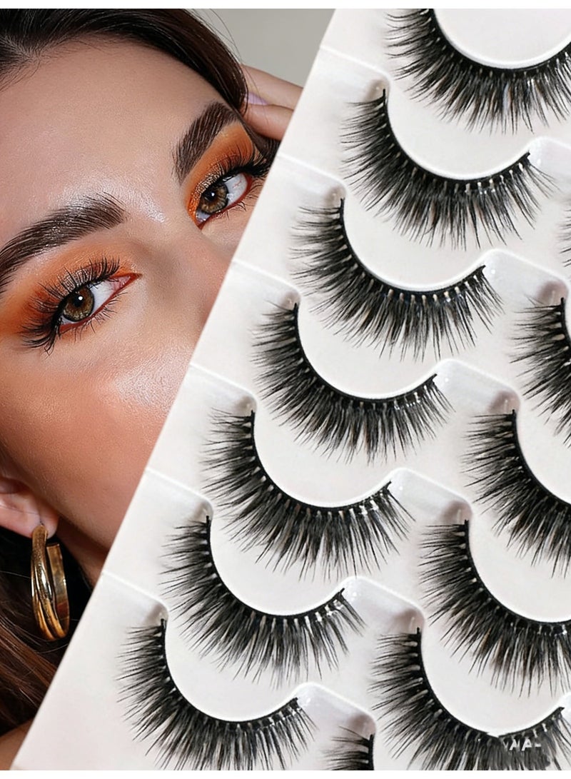 Joudi 3D False Eyelashes Wispy Natural Cat Eye Short Fake Eyelashes Fluffy Soft Reusable Faux Mink Lashes 10 Pairs Happy Heartbeat (EP12) - Image 2